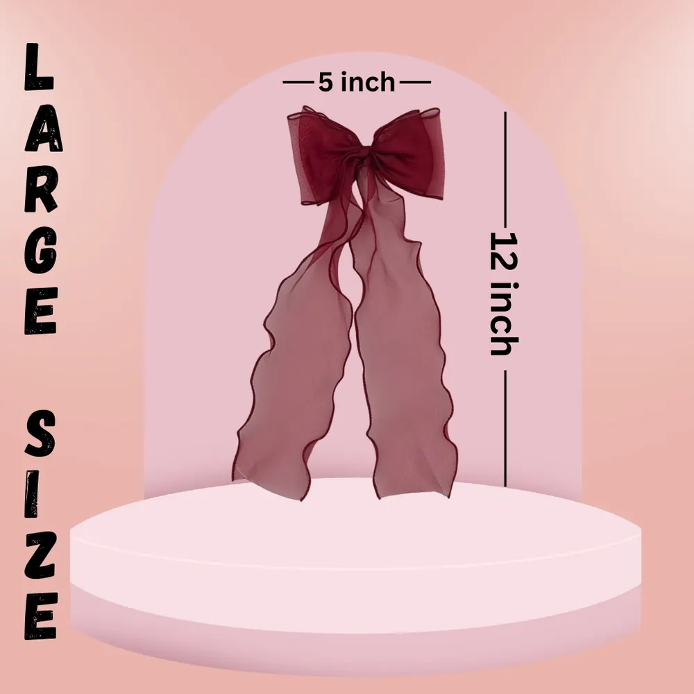 Large organza hair bow clip, product view 1 of 5