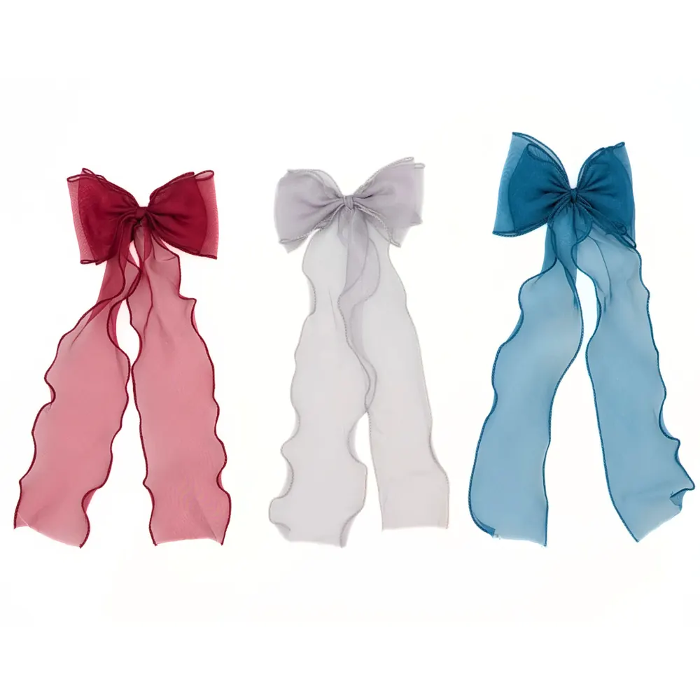 Large organza hair bow clip, product view 3 of 5