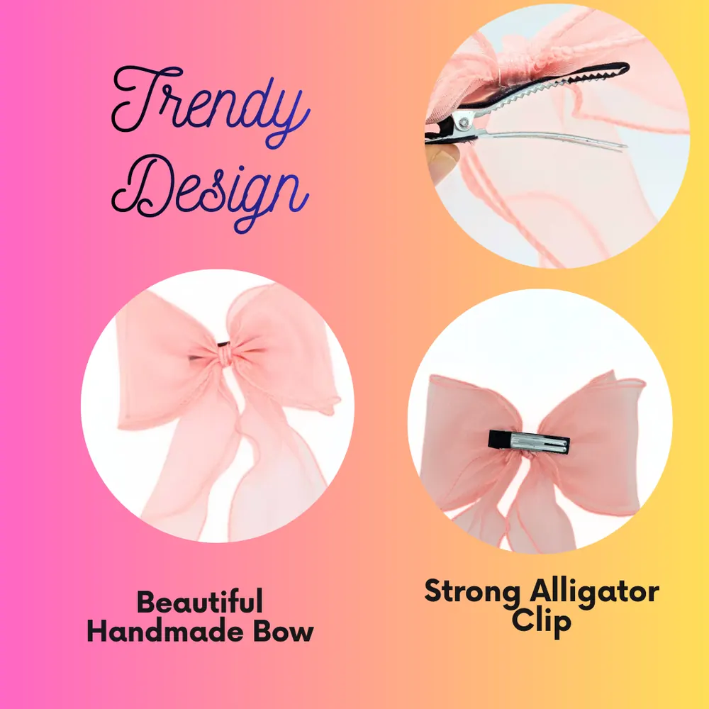 Large organza hair bow clip, product view 5 of 5
