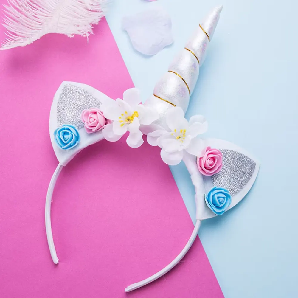 Floral unicorn headband, product view 3 of 3