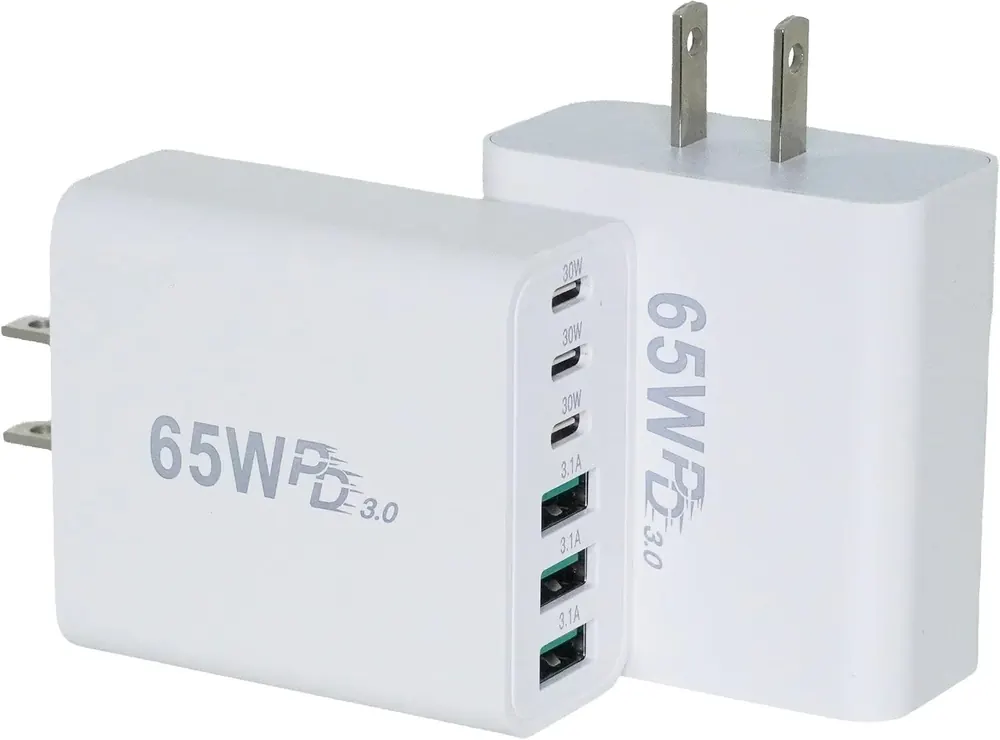 65 watt six-port wall charger set