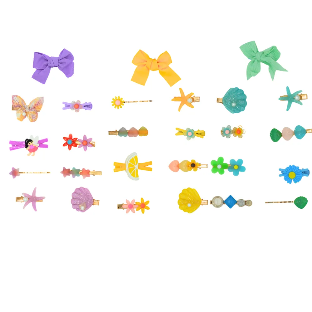 All 27 pastel girls’ hair clips, including bows, flowers, shells and stars